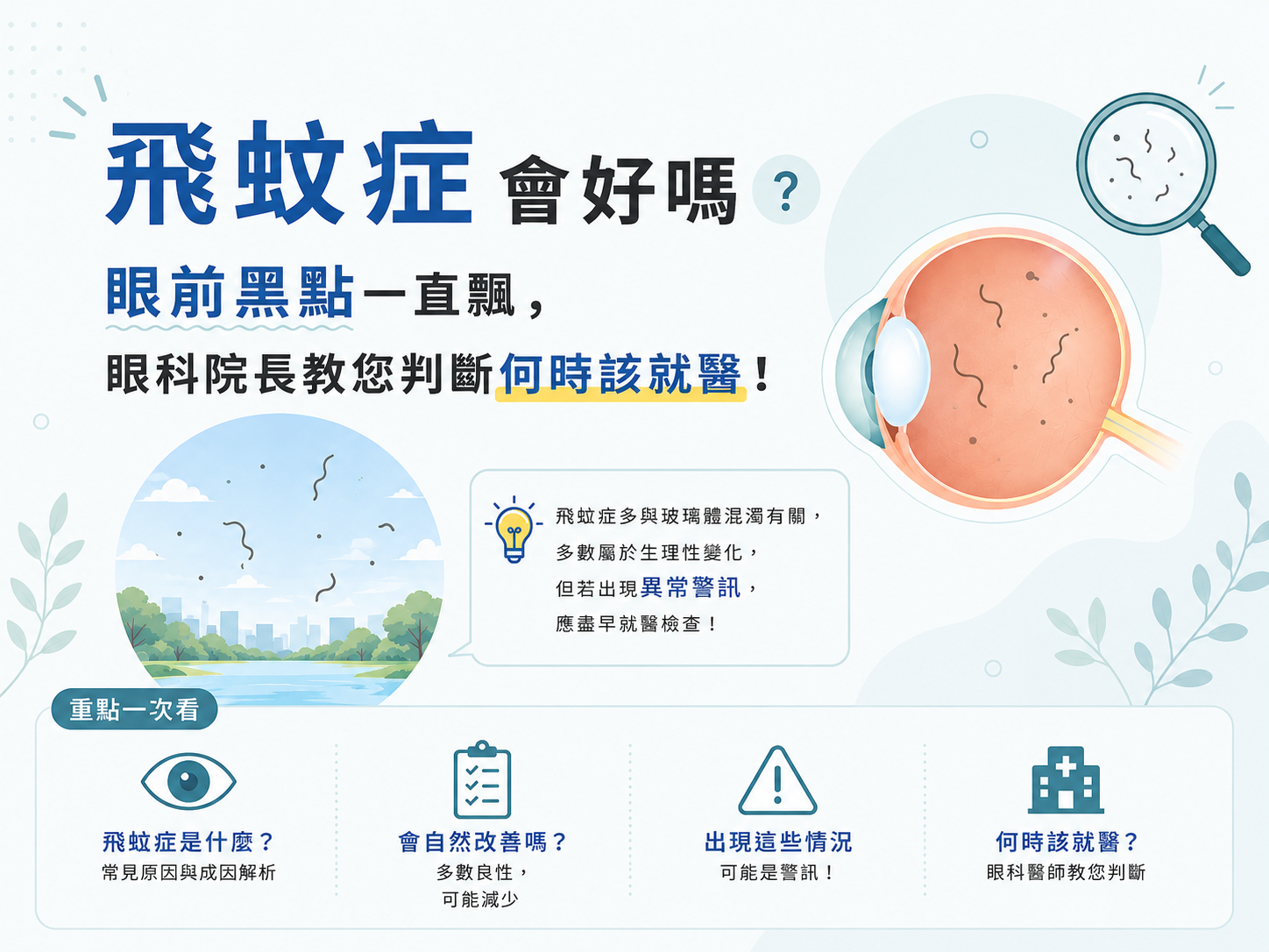 【飛蚊症治療】飛蚊症會好嗎？眼前黑點一直飄，眼科院長教您判斷何時該就醫！