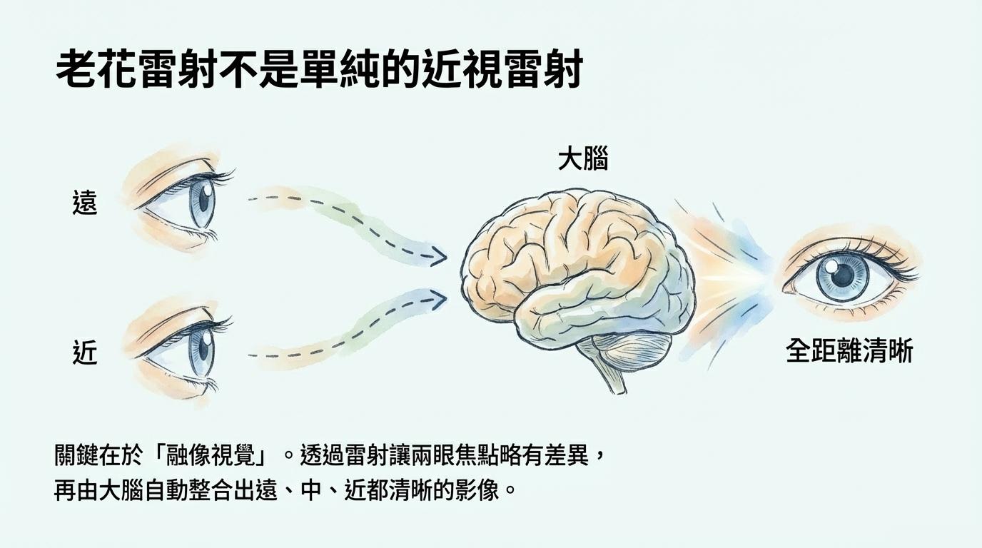 老花雷射說明示意圖