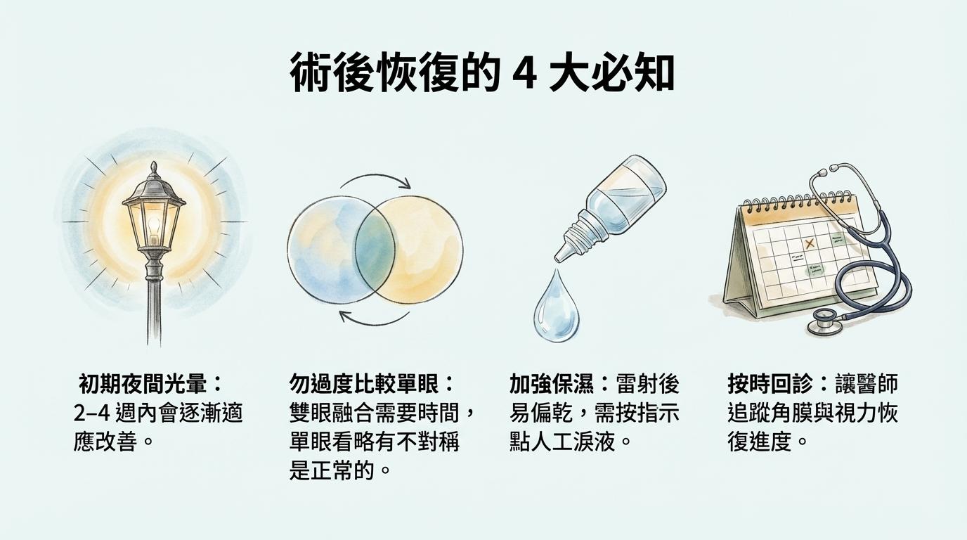 老花雷射手術，術後衛教保健